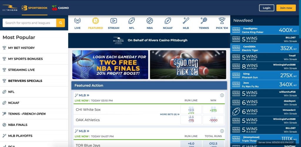 BetRivers-Sportsbook Michigan website